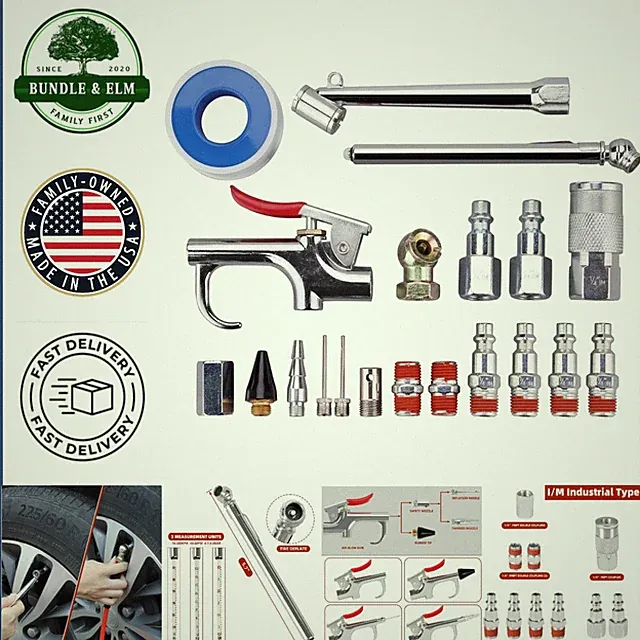 20 Piece Air Compressor Fittings Kit with Blow Gun, Tire Gauge and Accessories