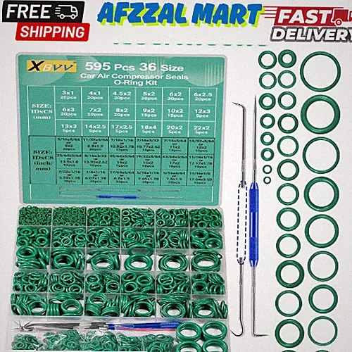 595 Pcs Metric and SAE Air Conditioning O-Ring Kit for Automotive A/C Compressor