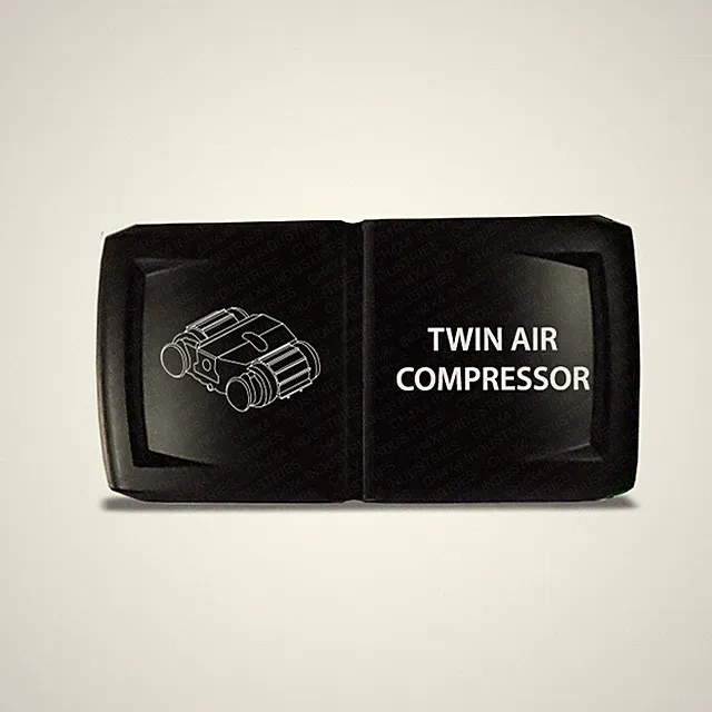 CH4x4 Rocker Switch V2 Twin Air Compressor Symbol - Horizontal - Green LED