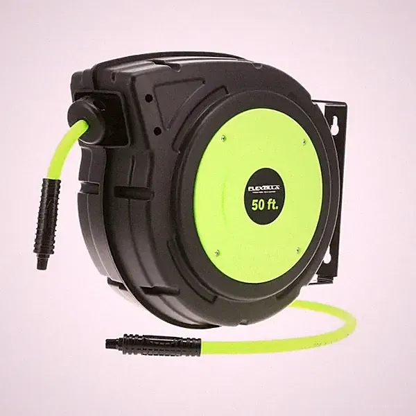 Flexzilla Air Hose Reel 3/8X50 Ft Wall Enclosed Retractable Abrasion Resistant
