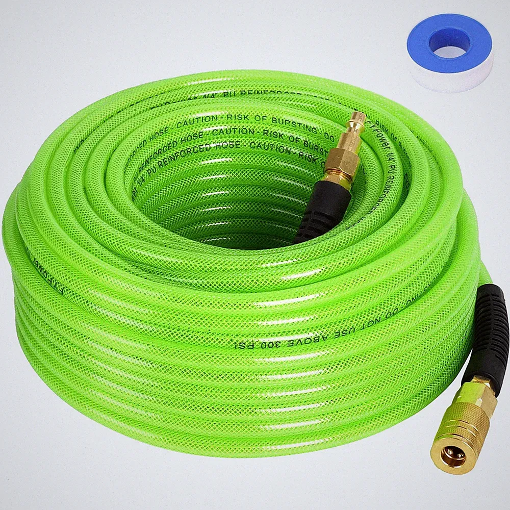 FYPower Air Compressor Hose 1/4 Inch x 100 Feet Reinforced 100 FT, Green