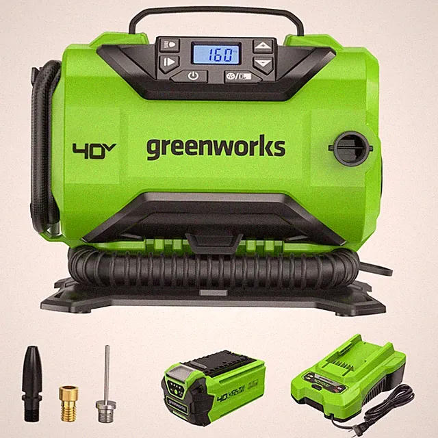 Greenworks 40V Cordless Inflator Max 160Psi with 2Ah Battery and 2A Charger