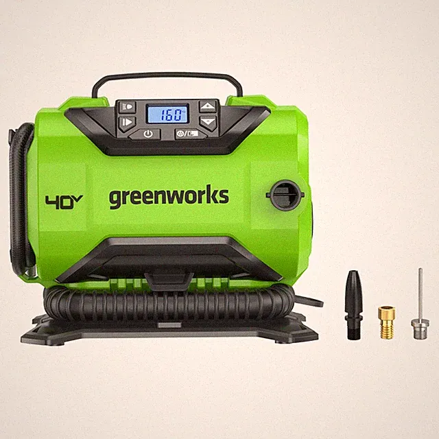 Greenworks 40V Inflator 160Psi, Two Power Source: 40V Battery+12V Vehicle Power