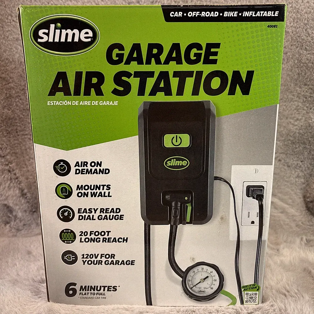 OPEN BOX Slime 120V Tire Inflator Air Compressor Digital Garage Station