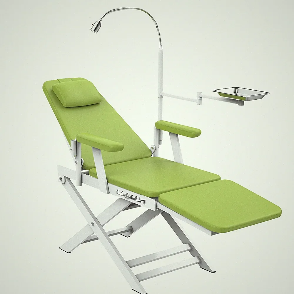 Portable Dental Delivery Unit Cart with Air Compressor Suction/Chair 4Hole Green