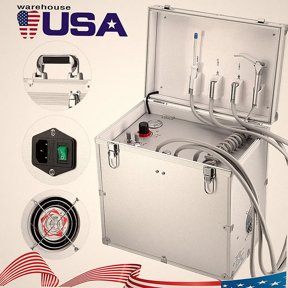 Portable Mobile Dental Delivery Unit Cart Treatment Air Compressor/Green Chair